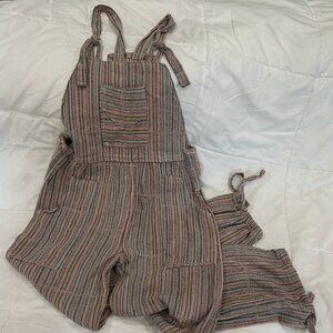 Tie-strap Striped Overalls Size 4